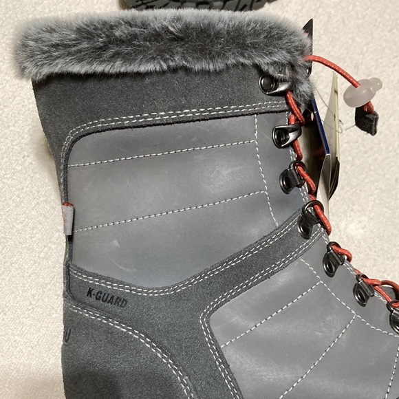 Khombu NWT Janet Winter Boots Gray Cinch Closure Faux Fur Memory Foam Size 8W - Picture 13 of 14